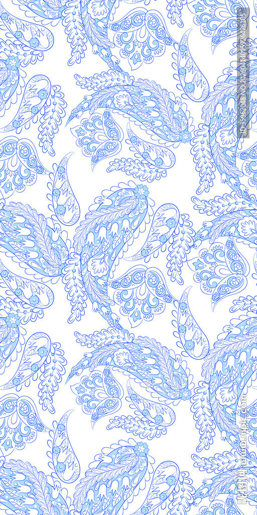 蓝白佩斯利花纹图案