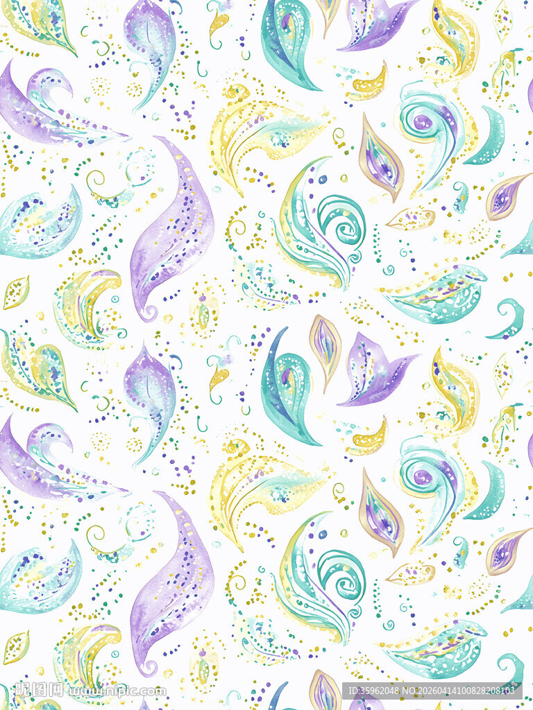 梦幻水彩风海洋生物图案