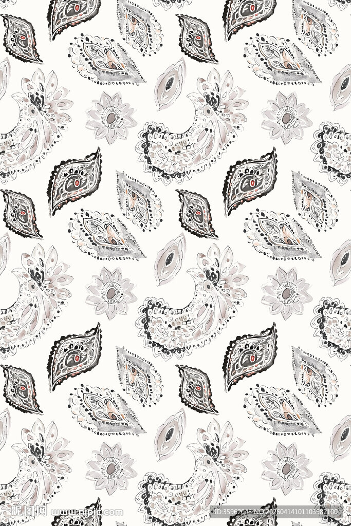 黑白花卉叶子图案背景