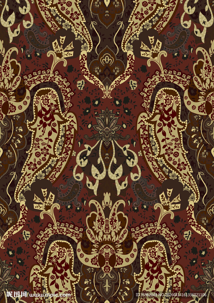 复古华丽佩斯利花纹图案