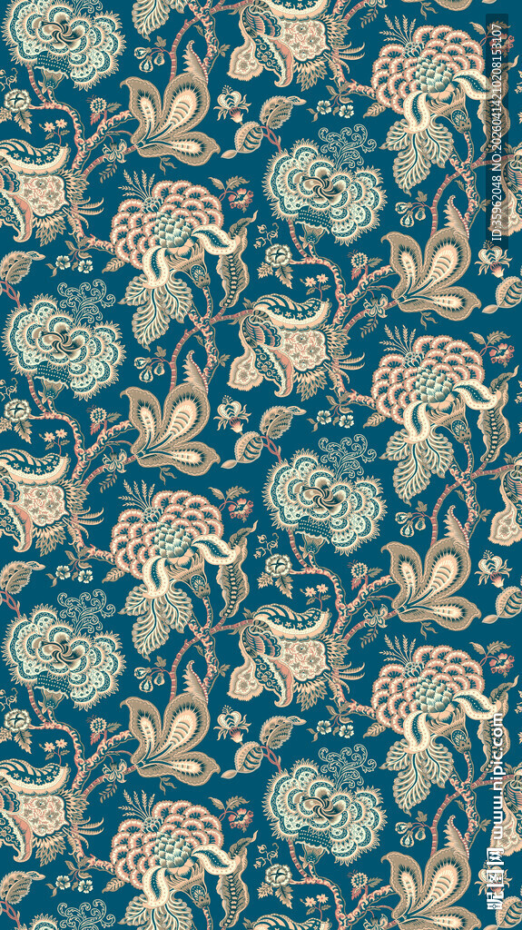 复古风花卉动物图案纹理