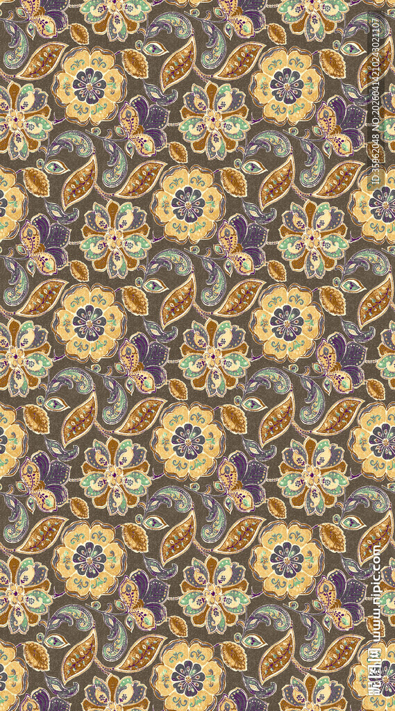 复古花卉几何图案纹理