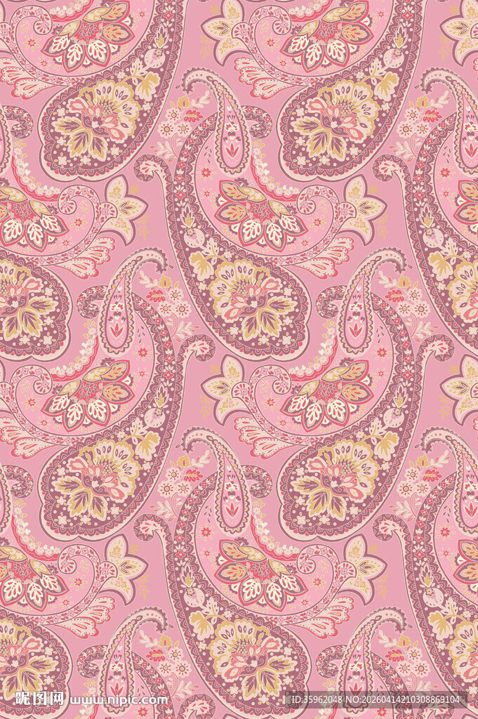 粉色佩斯利花纹图案背景