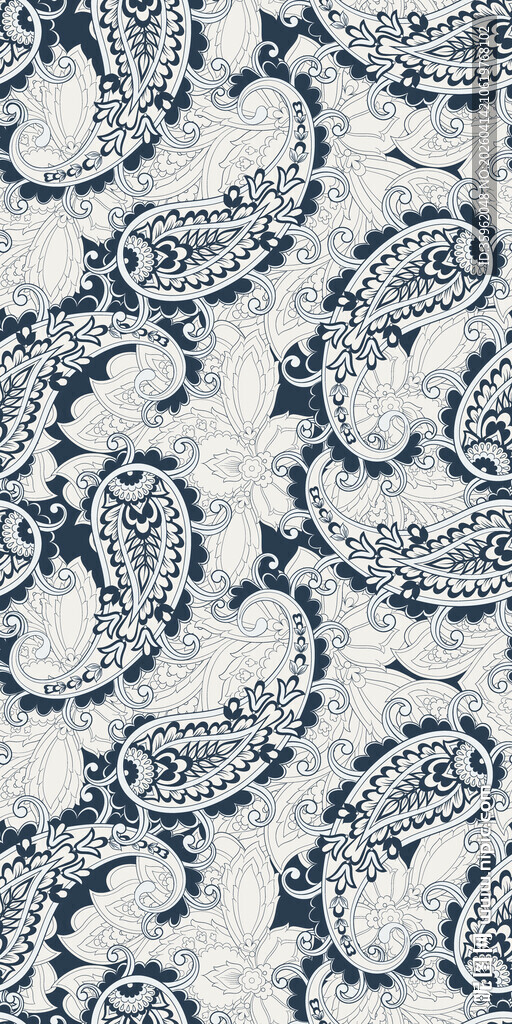 蓝白佩斯利花纹图案