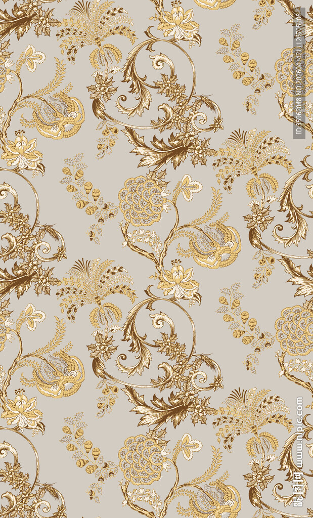 金色花卉图案纹理背景