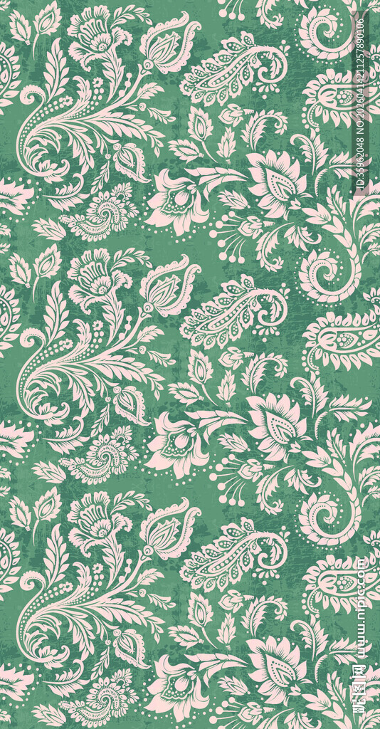 绿色佩斯利花纹图案背景