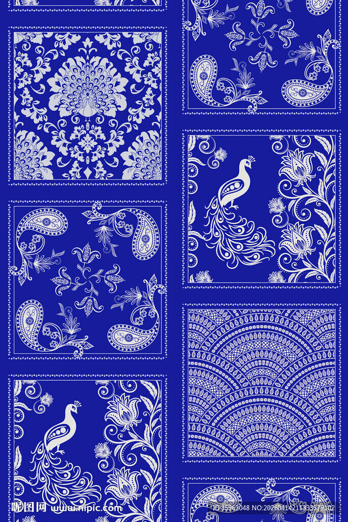 蓝白中式传统图案集锦