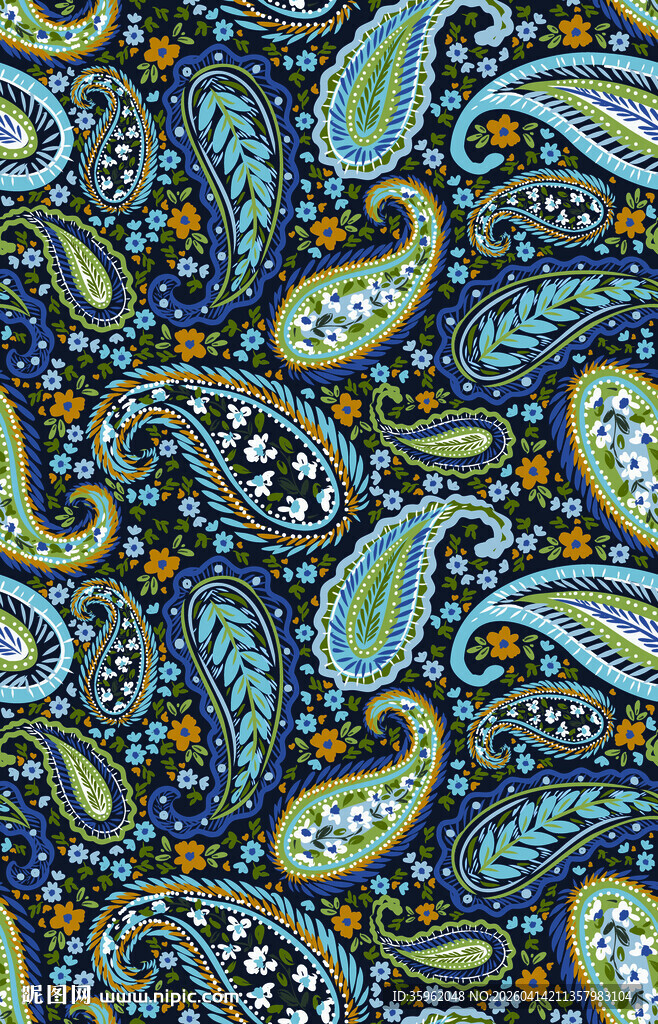 复古佩斯利花纹图案