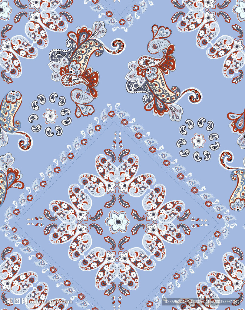 蓝色民族风几何图案纹理