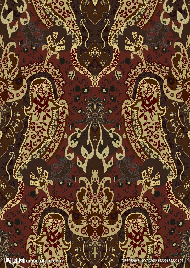 复古华丽佩斯利花纹图案