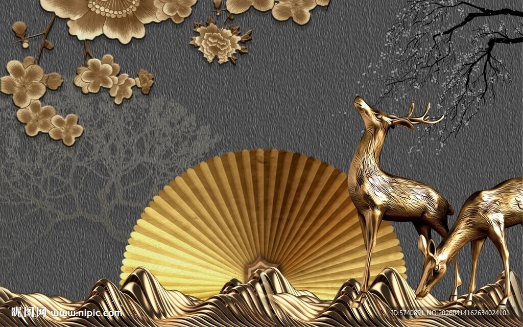 麋鹿电视背景墙