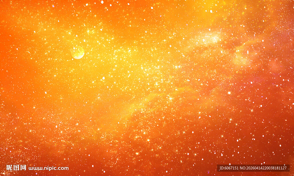 唯美橙色星空装饰画背景图