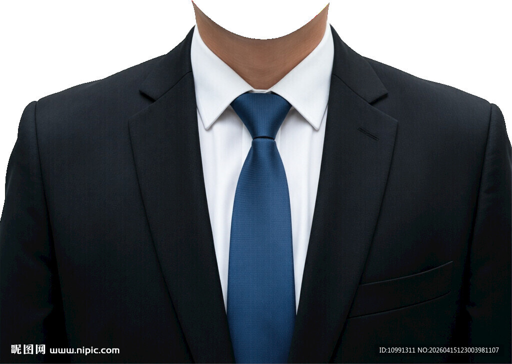 男西装蓝色领带证件照衣服素材