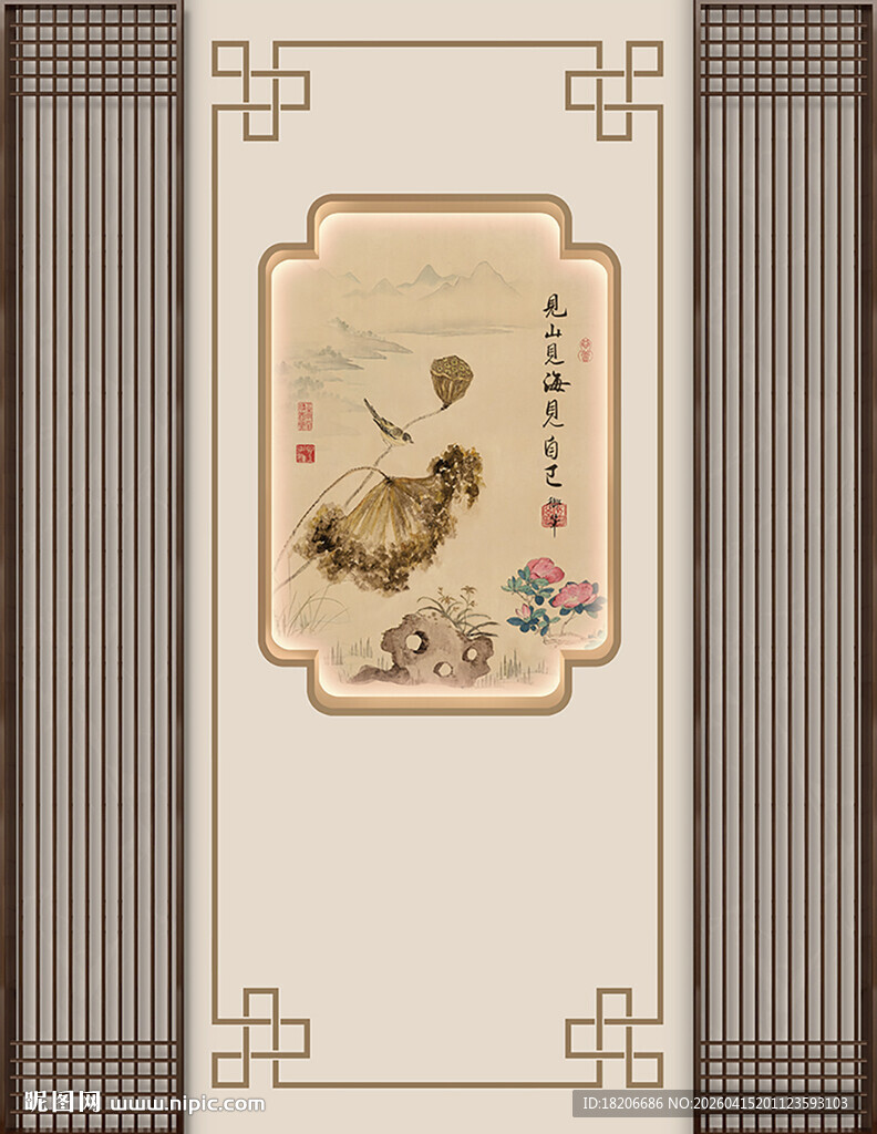 玄关荷花形象墙