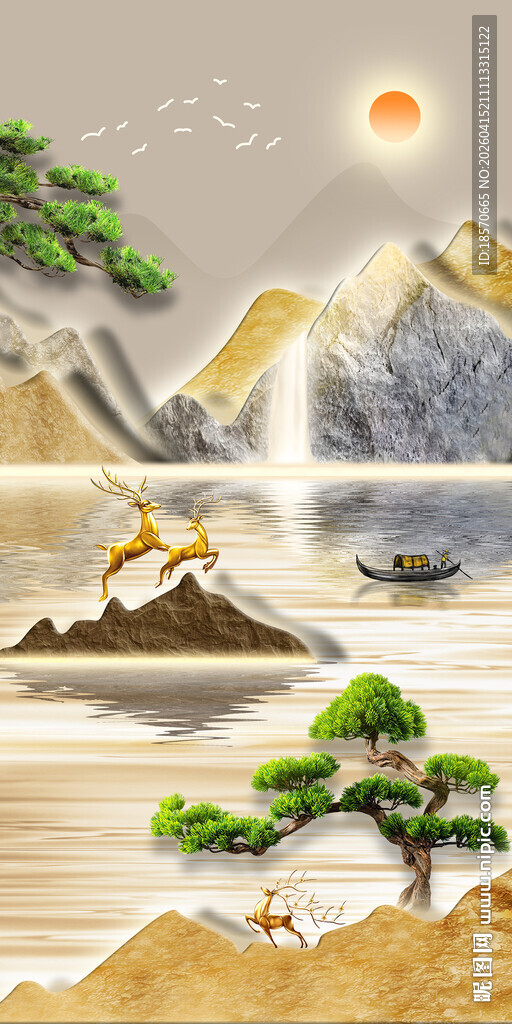 中式山水意境国画风景