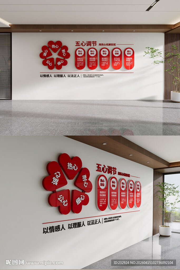 五心服务暖人心文化墙物业社区建