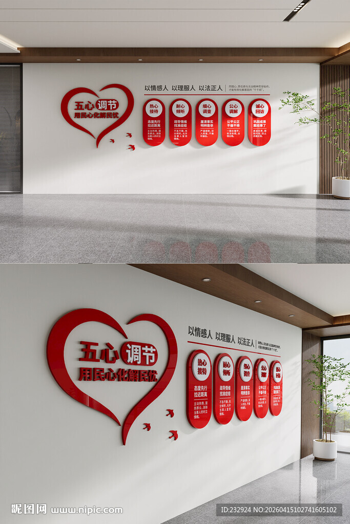 五心服务暖人心文化墙物业社区建