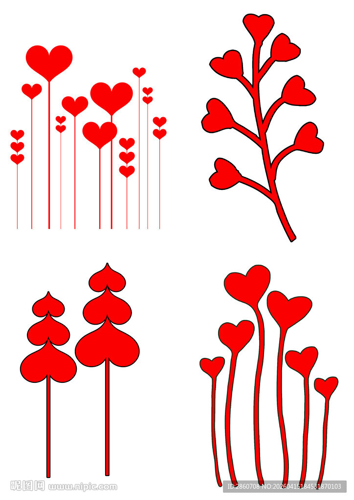 爱心植物图案设计元素