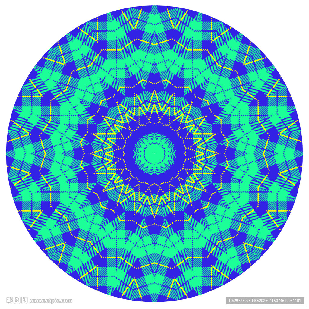 圆形蓝绿色几何图案