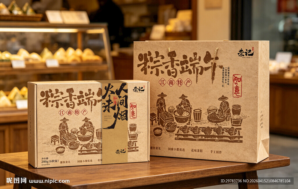 粽子包装盒套盒设计平面展开图