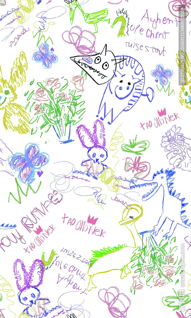 儿童多彩涂鸦绘画作品