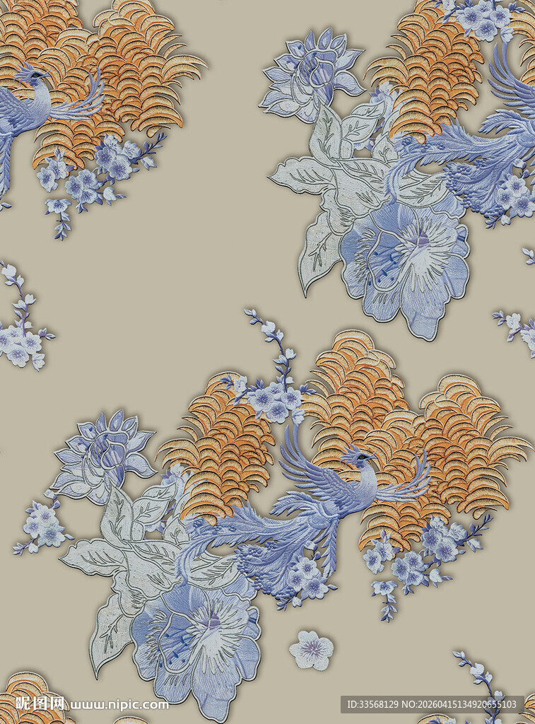 复古花卉图案布料