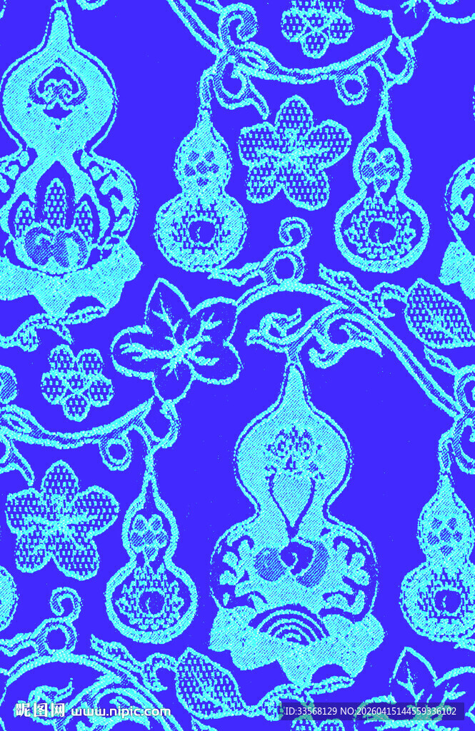蓝底精致复古花纹图案