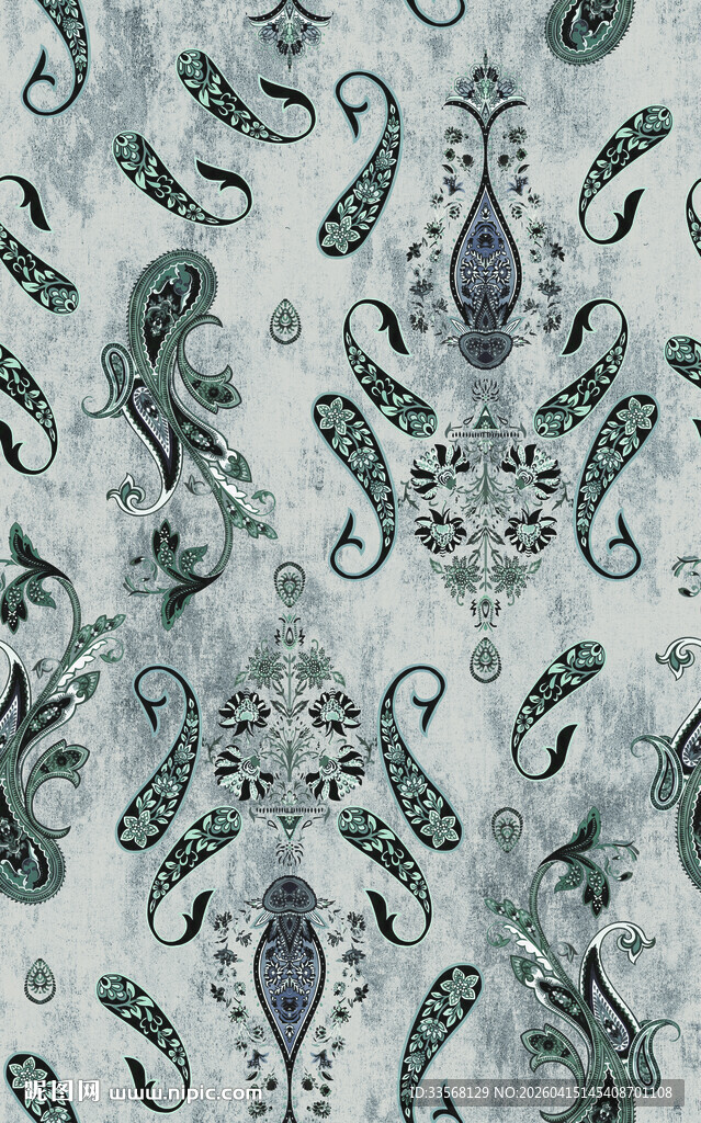 复古风佩斯利花纹图案