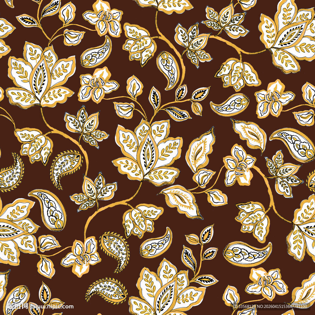 复古花卉图案纹理背景