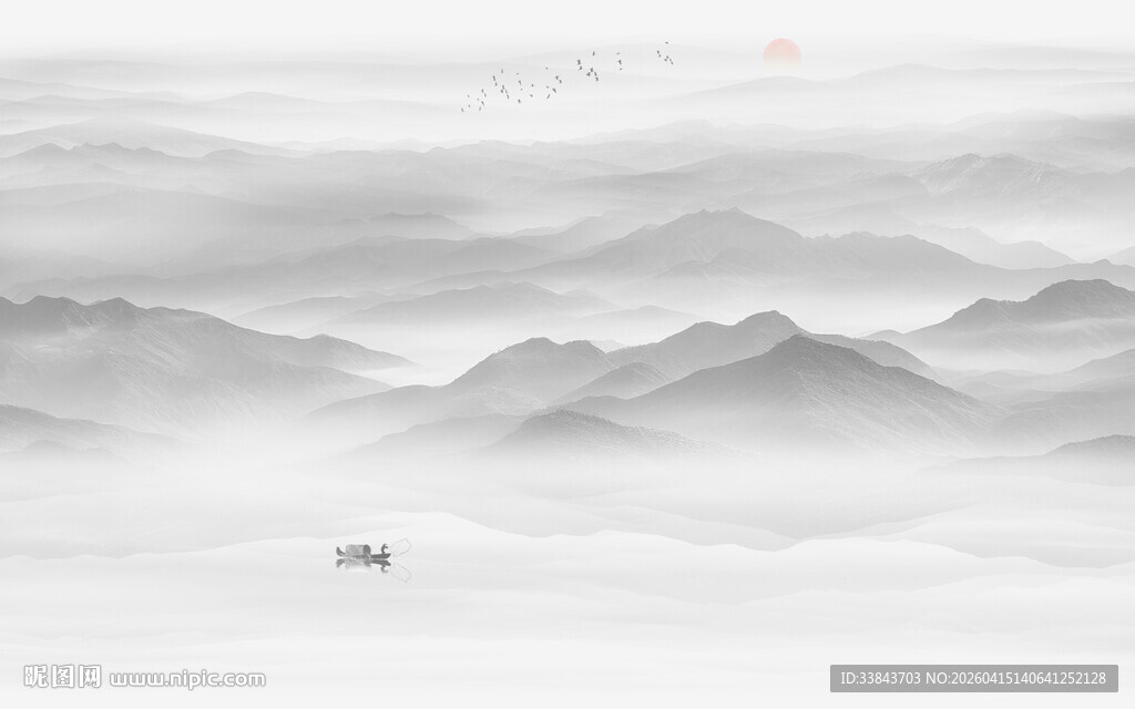 新中式水墨山水画