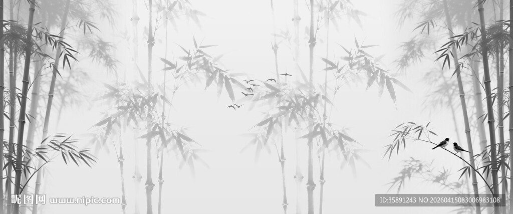 灯箱新中式水墨竹子