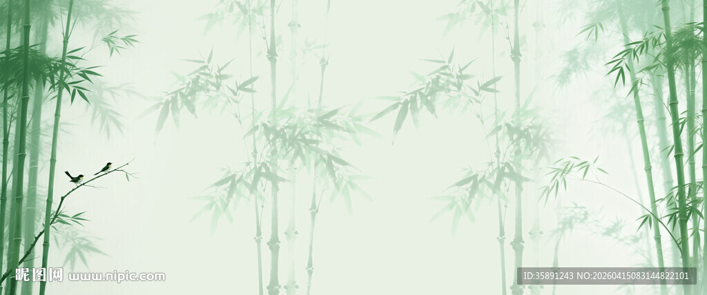 灯箱新中式水墨竹子