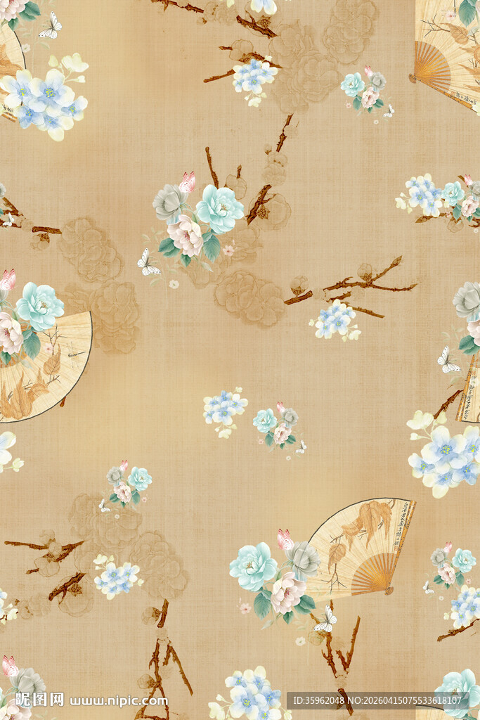 淡彩花卉图案背景纹理