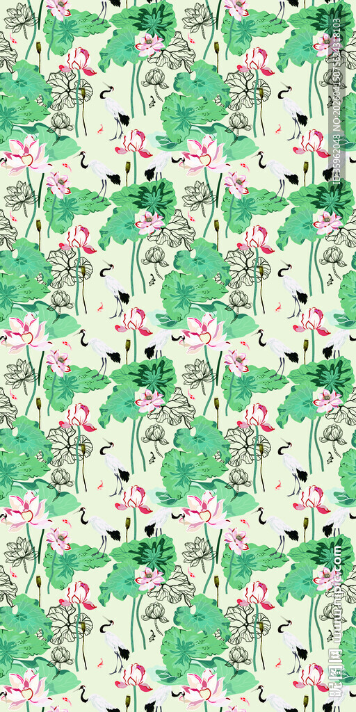 清新绿植花卉图案背景