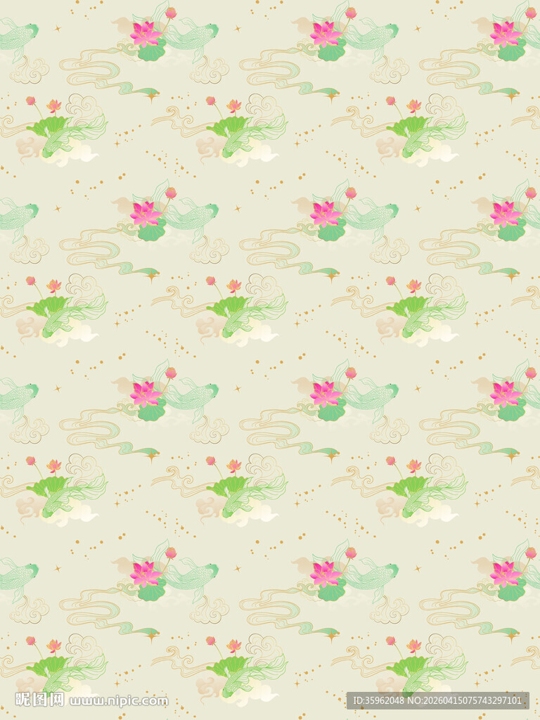 清新荷花图案背景纹理