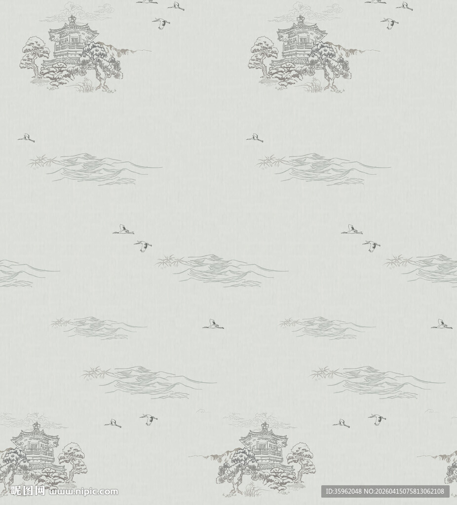 中式云纹花鸟图案纹理