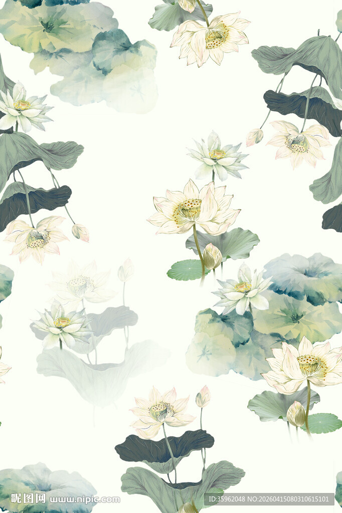 水墨荷花图案背景图