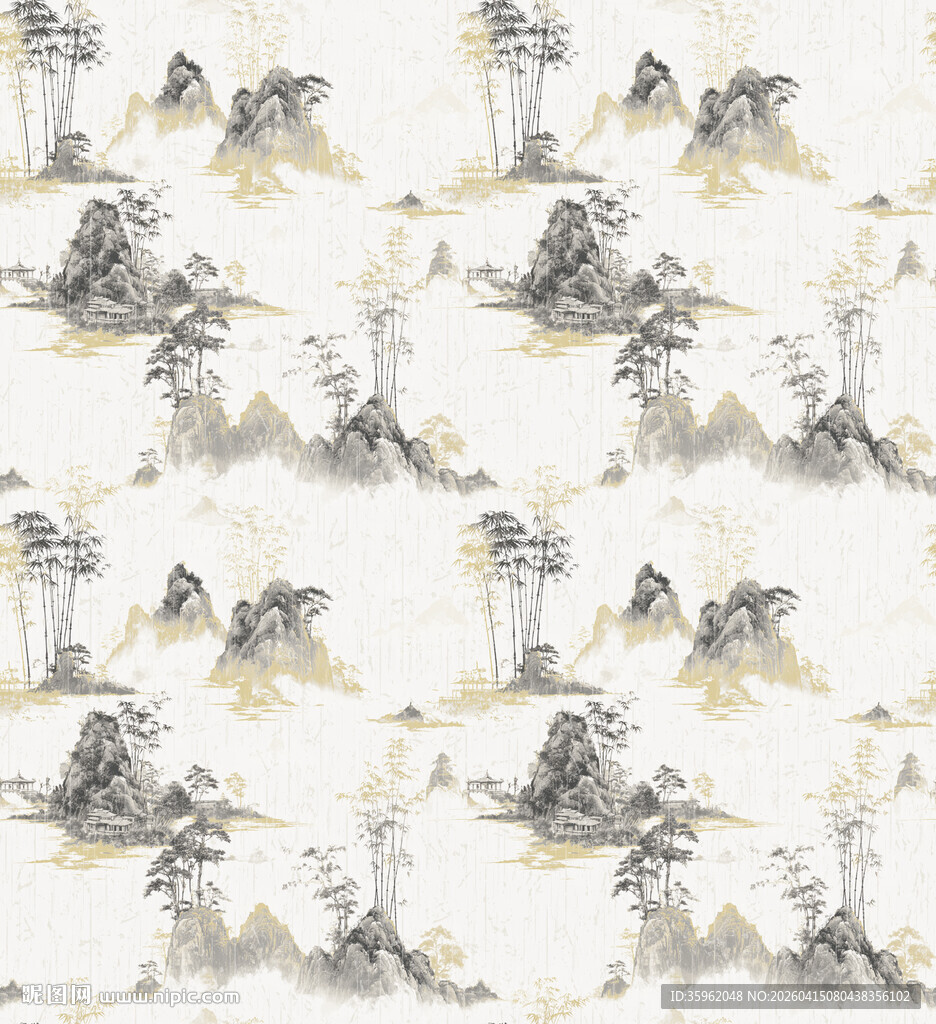 中式水墨山水图案纹理