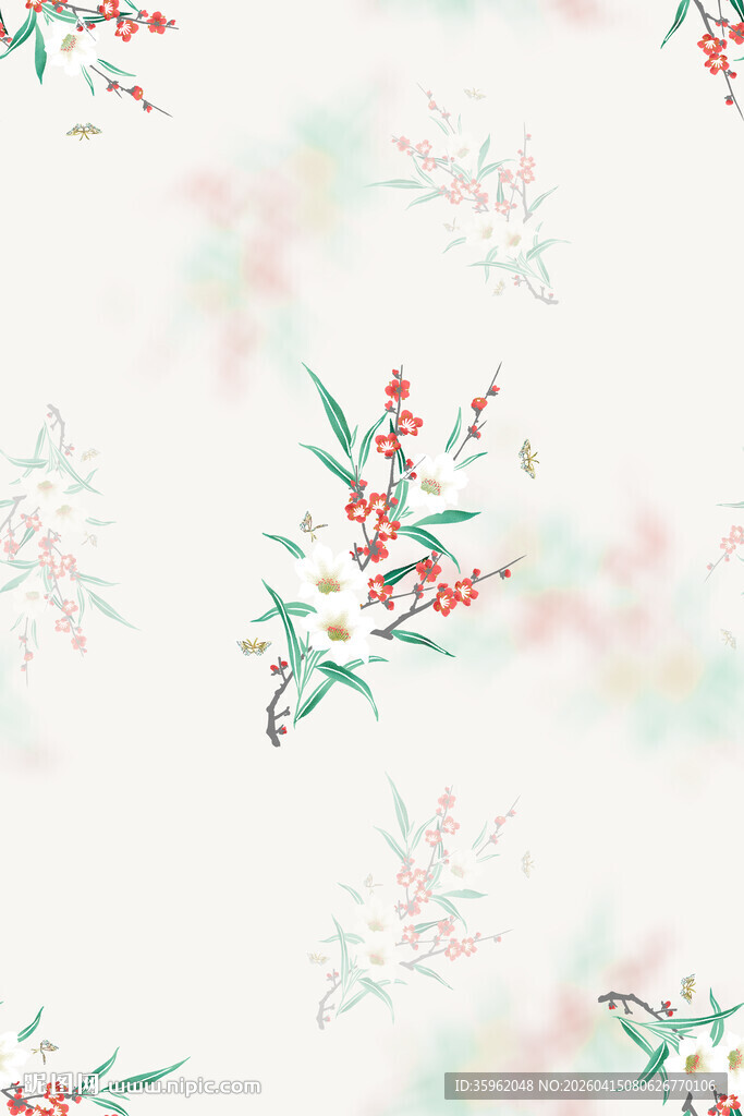 中式花鸟图案背景纹理