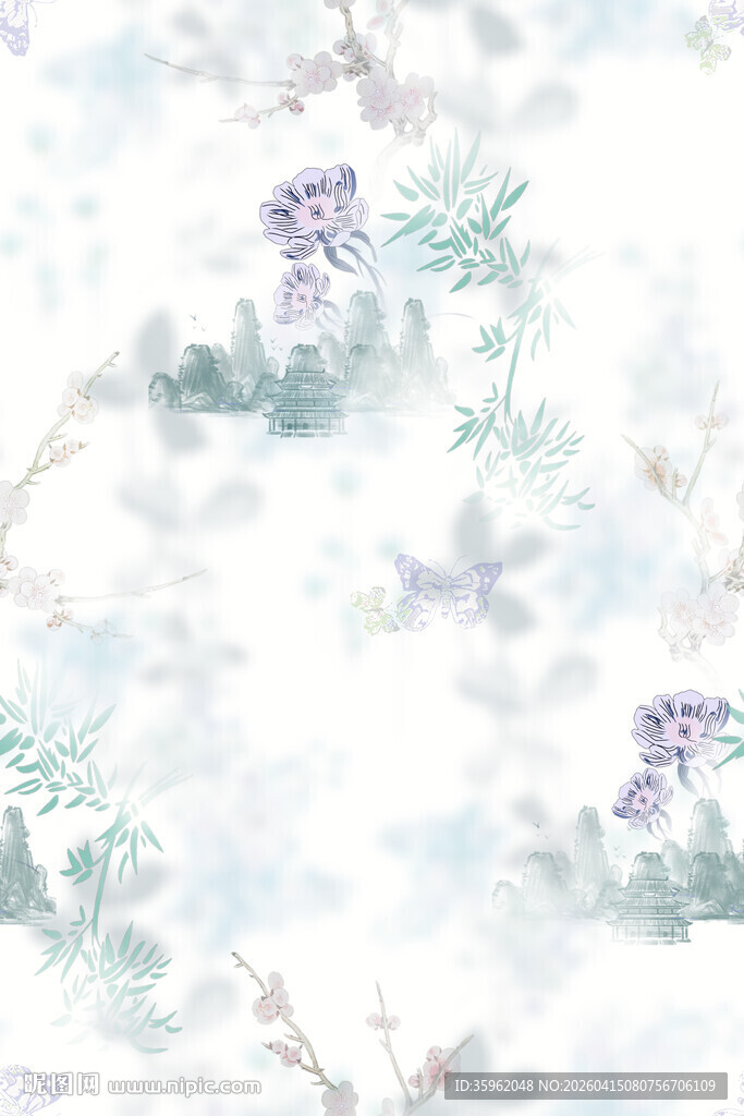 清新水彩花卉背景图案