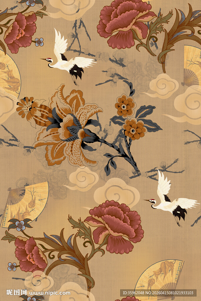 中式花鸟复古风图案纹理