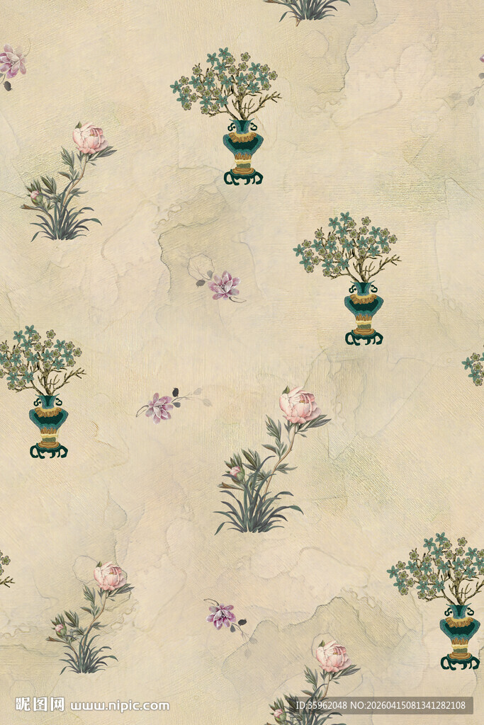 中式花卉图案纹理背景