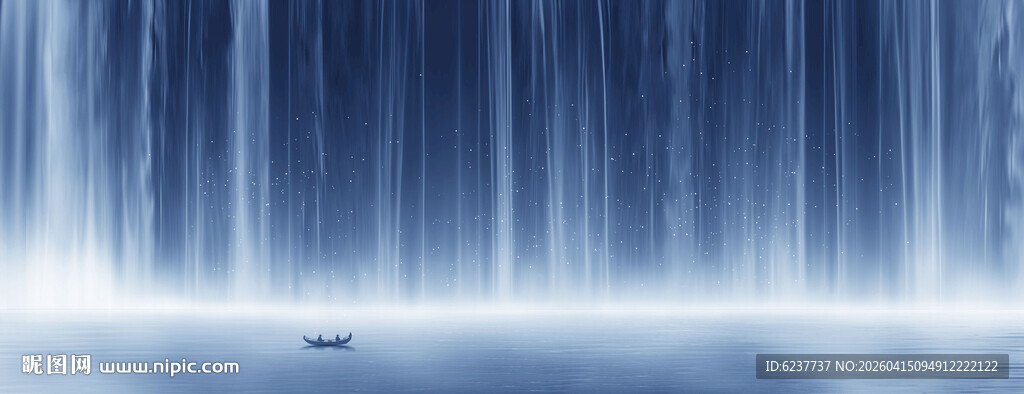 高山流水瀑布山水画背景