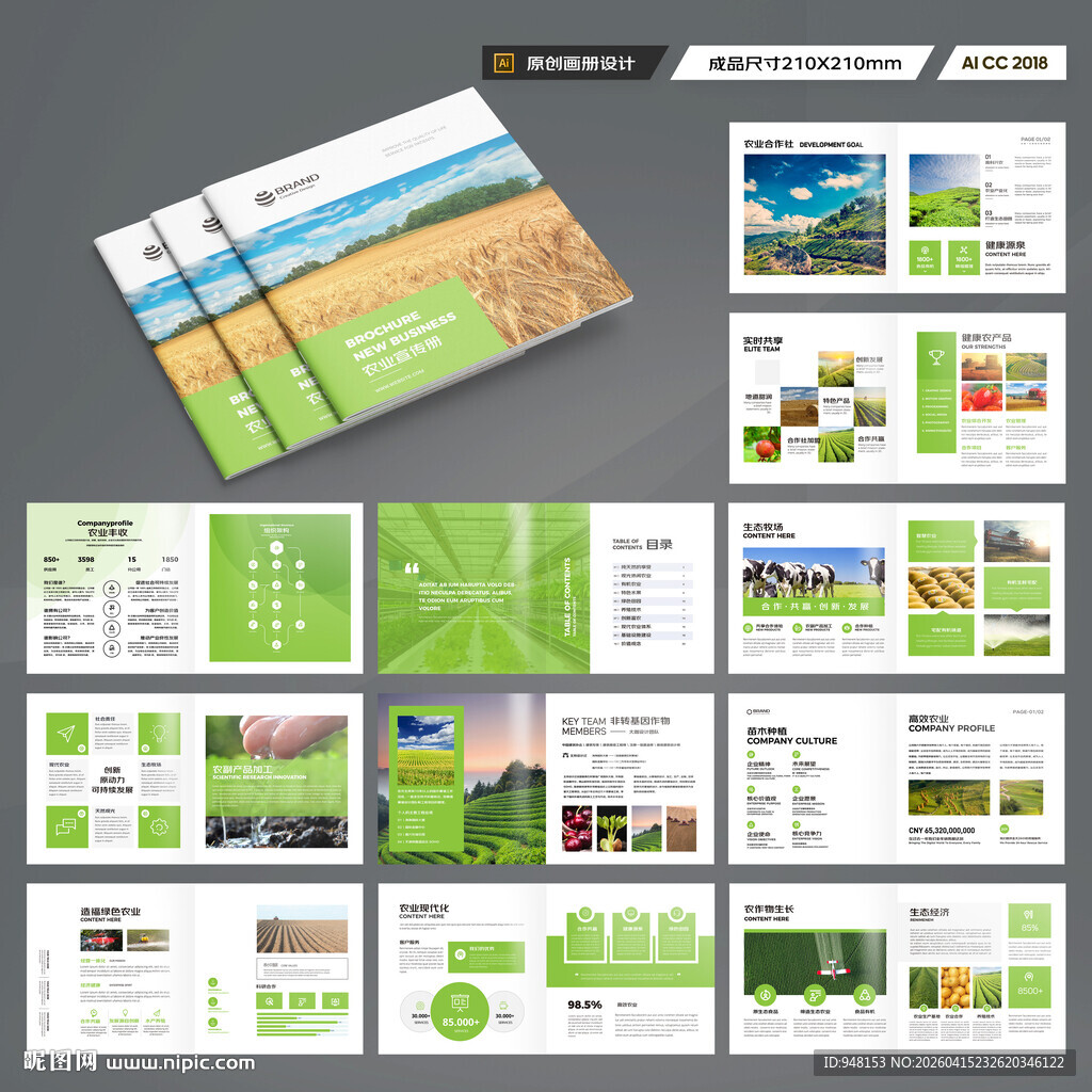 方形农业画册模板