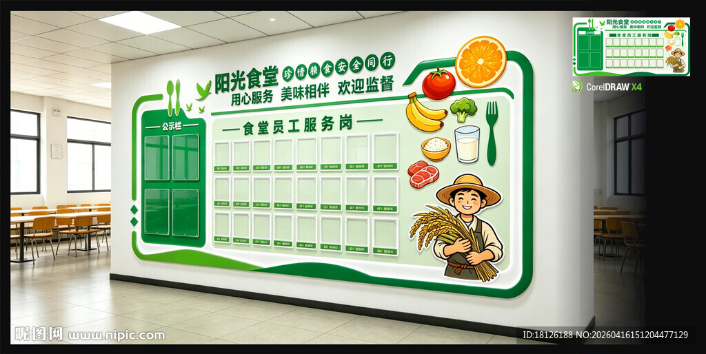 食堂公示栏食堂员工服务岗