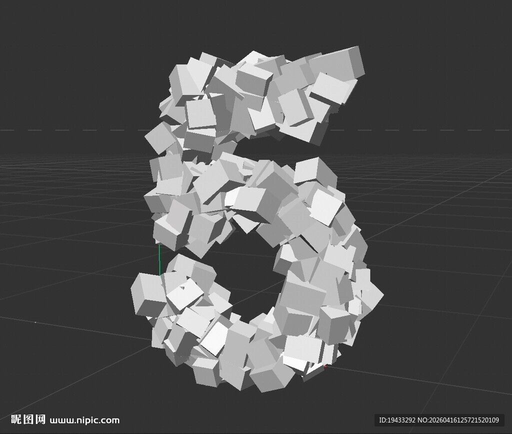 C4D5字立体动画造型白模