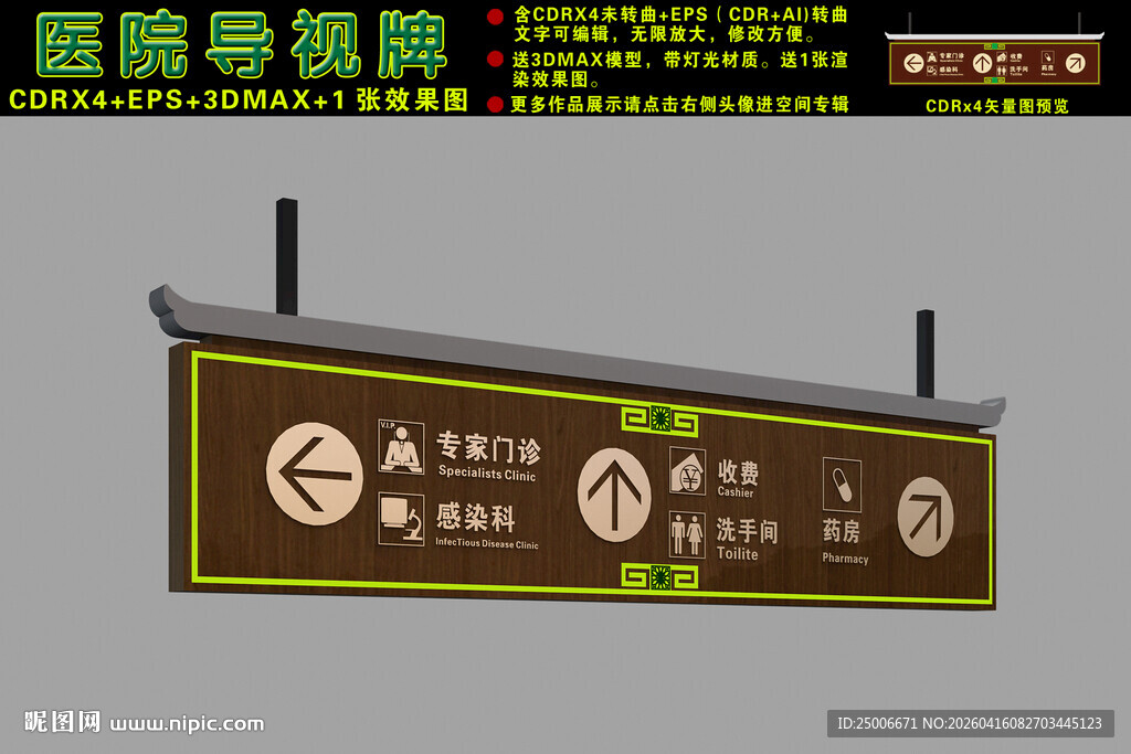医院天花板指示牌