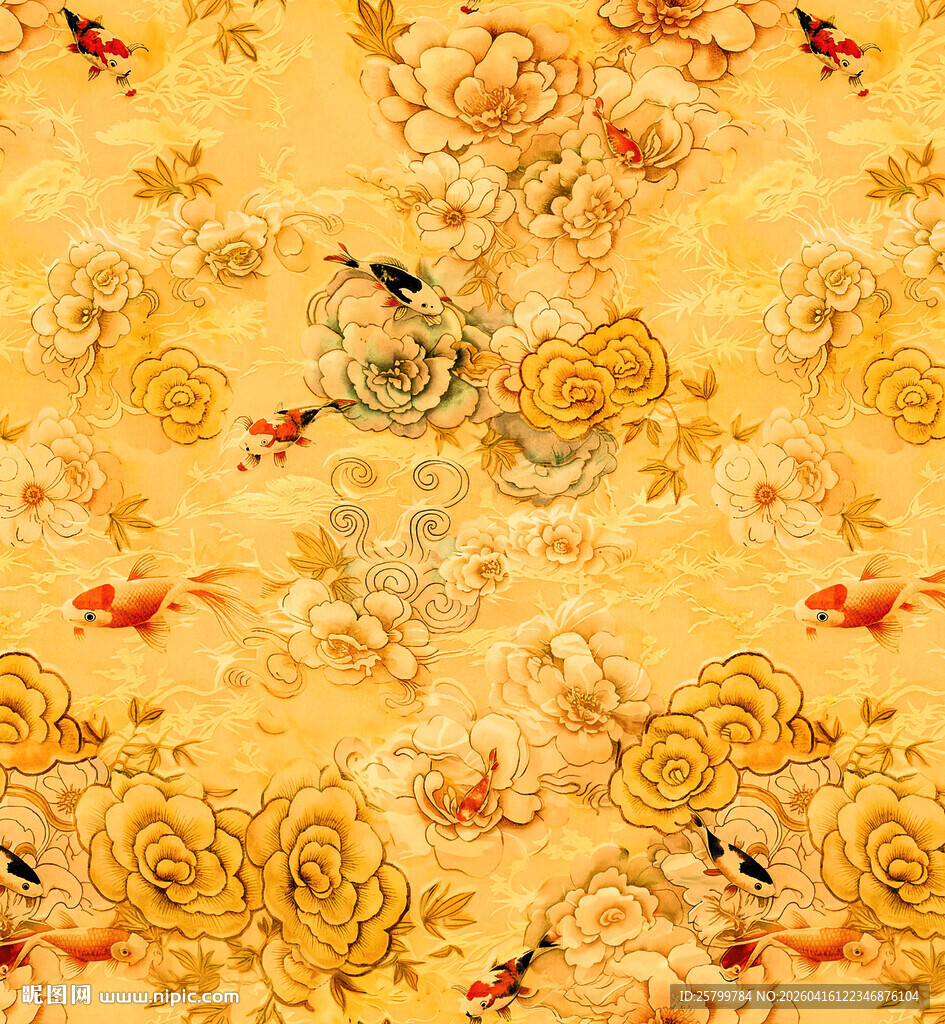 中式古典花卉飞鸟图案