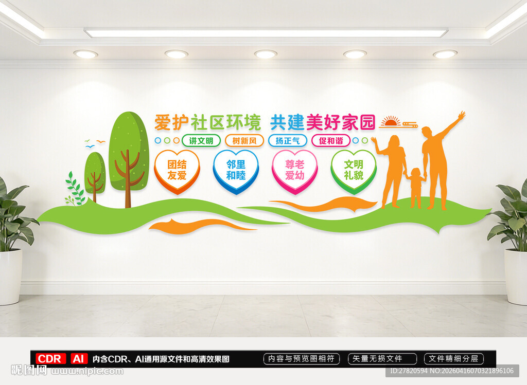 爱护社区环境文化墙