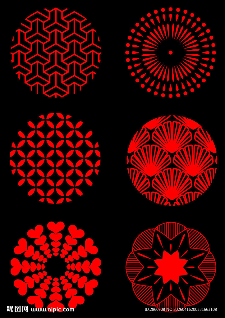 红色几何花纹图案集合